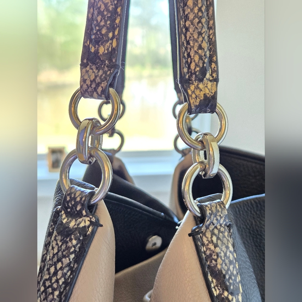 COACH 2016 Phoebe Hobo Colorblock Exotic/Snakeskin Trim Leather Shoulder Bag - Picture 11 of 16